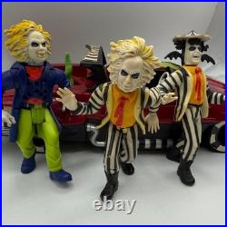 Vintage 80s Kenner Beetlejuice Lot Creepy Cruiser Car & 3 Action Figures Vintage