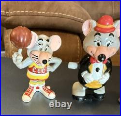 Vintage 80s ShowBiz Chuck E Cheese Lot 4 Figures & 1 Working Wind Up Toy