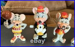 Vintage 80s ShowBiz Chuck E Cheese Lot 4 Figures & 1 Working Wind Up Toy