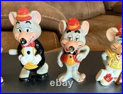 Vintage 80s ShowBiz Chuck E Cheese Lot 4 Figures & 1 Working Wind Up Toy