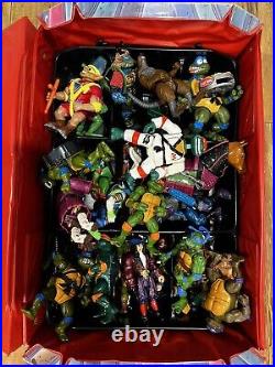 Vintage 90s Action Figure lot of 29 TMNT Hook GhostBusters Carrying Case Turtles