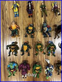 Vintage 90s Action Figure lot of 29 TMNT Hook GhostBusters Carrying Case Turtles