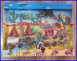 Vintage 90s HING FAT TOYS Wild West set COWBOYS-INDIANS NOS 2 tall figures