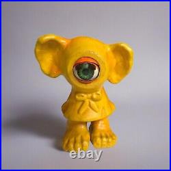 Vintage Arrow Industries Edward Mobley Cyclops Rubber Figure Toy Yellow Orange