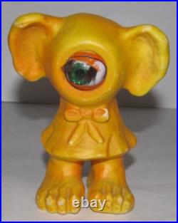 Vintage Arrow Industries Edward Mobley Cyclops Rubber Figure Toy Yellow Orange