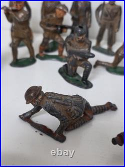 Vintage Barclay Lead Toy Soldier Figures Lot 18 Painted Army Men WW1 USA Poses