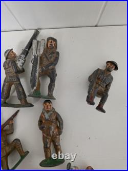 Vintage Barclay Lead Toy Soldier Figures Lot 18 Painted Army Men WW1 USA Poses