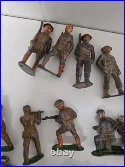 Vintage Barclay Lead Toy Soldier Figures Lot 18 Painted Army Men WW1 USA Poses