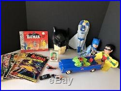 Vintage Batman Toy Lot Aoshin Batmobile Ideal Figure Set Husky Set + More