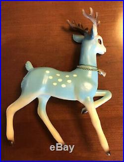 Vintage Blue Reindeer With Swivel Head, 50s, Soft Plastic, Made In Japan, 9 Toy