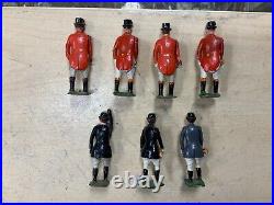 Vintage Britains Horse Fox Hunt Hound Dogs lot of 53 cast iron toy figures