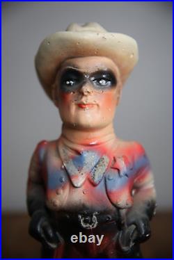 Vintage Chalkware Lone Ranger Figure Masked Cowboy TV Show Carnival toy prize