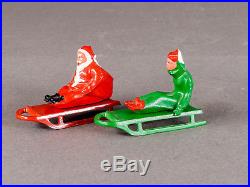 Vintage Diecast Barclay Winter Figures Skiers, Sledders, Skaters, Santa, Sleigh