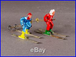 Vintage Diecast Barclay Winter Figures Skiers, Sledders, Skaters, Santa, Sleigh