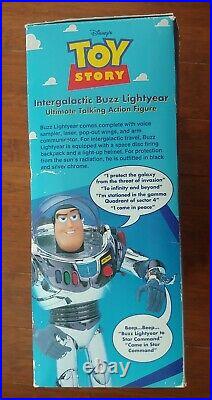 Vintage Disney Toy Story Talking Intergalactic Buzz Lightyear Thinkway In Box