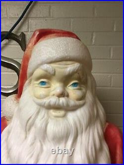 Vintage Empire 48 Santa Claus Christmas Lighted Blow Mold Toy Sack Great Patina