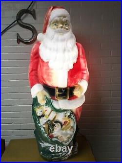 Vintage Empire 48 Santa Claus Christmas Lighted Blow Mold Toy Sack Great Patina