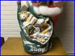 Vintage Empire 48 Santa Claus Christmas Lighted Blow Mold Toy Sack Great Patina