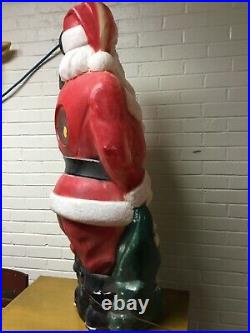 Vintage Empire 48 Santa Claus Christmas Lighted Blow Mold Toy Sack Great Patina