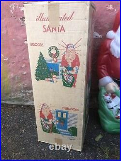 Vintage Empire Blow Mold Lighted 46 Christmas Santa Claus ORIG BOX Toy Sack