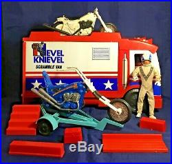 Vintage Evel Knievel 1973 Stunt Cycles Scramble Van Figure Doll Trailer Ideal