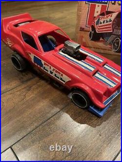 Vintage Evel Knievel Gyro Powered Funny Car With Energizer & Box 1976 Figure