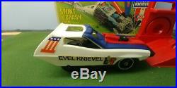 Vintage Evel Knievel Stunt Crash Car, Red launcher, figure and original box