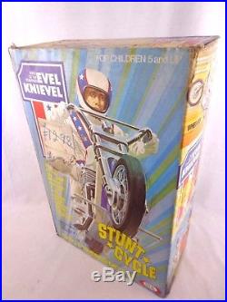Vintage Evel Knievel Stunt Cycle Action Figure Ideal 1970s Triumph Bike Unused