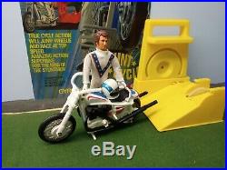 Vintage Evel Knievel Stunt Cycle with launcher and Evel figure