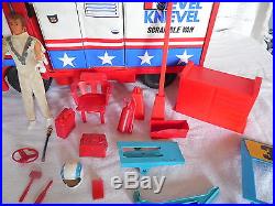 Vintage Evel Knievel scramble van withsome accessories & Evel action figure 1973