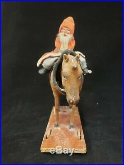 Vintage German 1930's Santa on Donkey Nodder Pull Toy