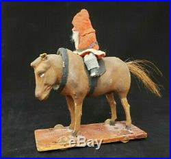Vintage German 1930's Santa on Donkey Nodder Pull Toy