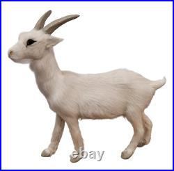 Vintage Goat White Real Fur Toy Figure