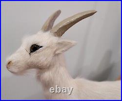 Vintage Goat White Real Fur Toy Figure