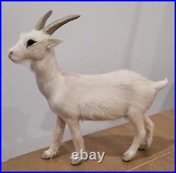 Vintage Goat White Real Fur Toy Figure