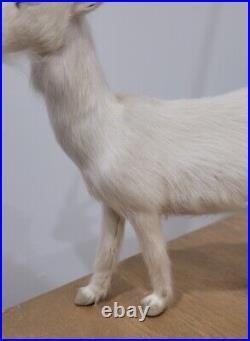 Vintage Goat White Real Fur Toy Figure