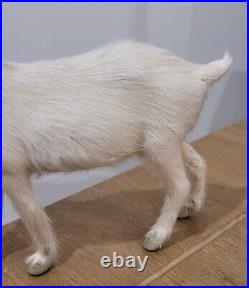 Vintage Goat White Real Fur Toy Figure