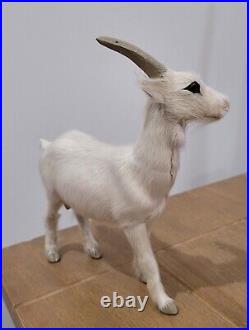 Vintage Goat White Real Fur Toy Figure