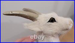 Vintage Goat White Real Fur Toy Figure