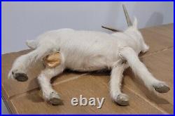 Vintage Goat White Real Fur Toy Figure