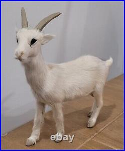 Vintage Goat White Real Fur Toy Figure