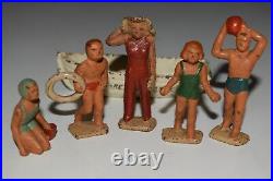 Vintage Grey Iron Beach Figures Cast Iron Dimestore Toys 1930