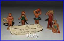 Vintage Grey Iron Beach Figures Cast Iron Dimestore Toys 1930