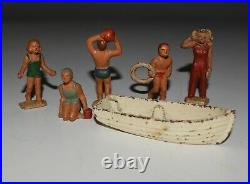 Vintage Grey Iron Beach Figures Cast Iron Dimestore Toys 1930