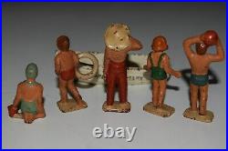 Vintage Grey Iron Beach Figures Cast Iron Dimestore Toys 1930