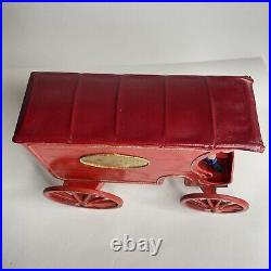 Vintage Handmade FOLK ART Wooden Toy WAGON US Mail With Figure