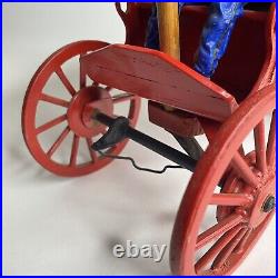 Vintage Handmade FOLK ART Wooden Toy WAGON US Mail With Figure