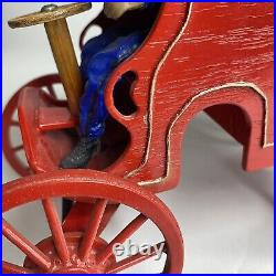 Vintage Handmade FOLK ART Wooden Toy WAGON US Mail With Figure