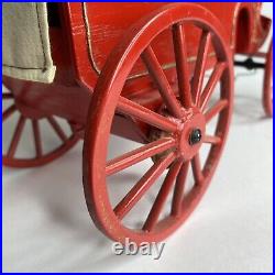 Vintage Handmade FOLK ART Wooden Toy WAGON US Mail With Figure