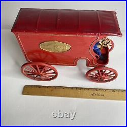 Vintage Handmade FOLK ART Wooden Toy WAGON US Mail With Figure